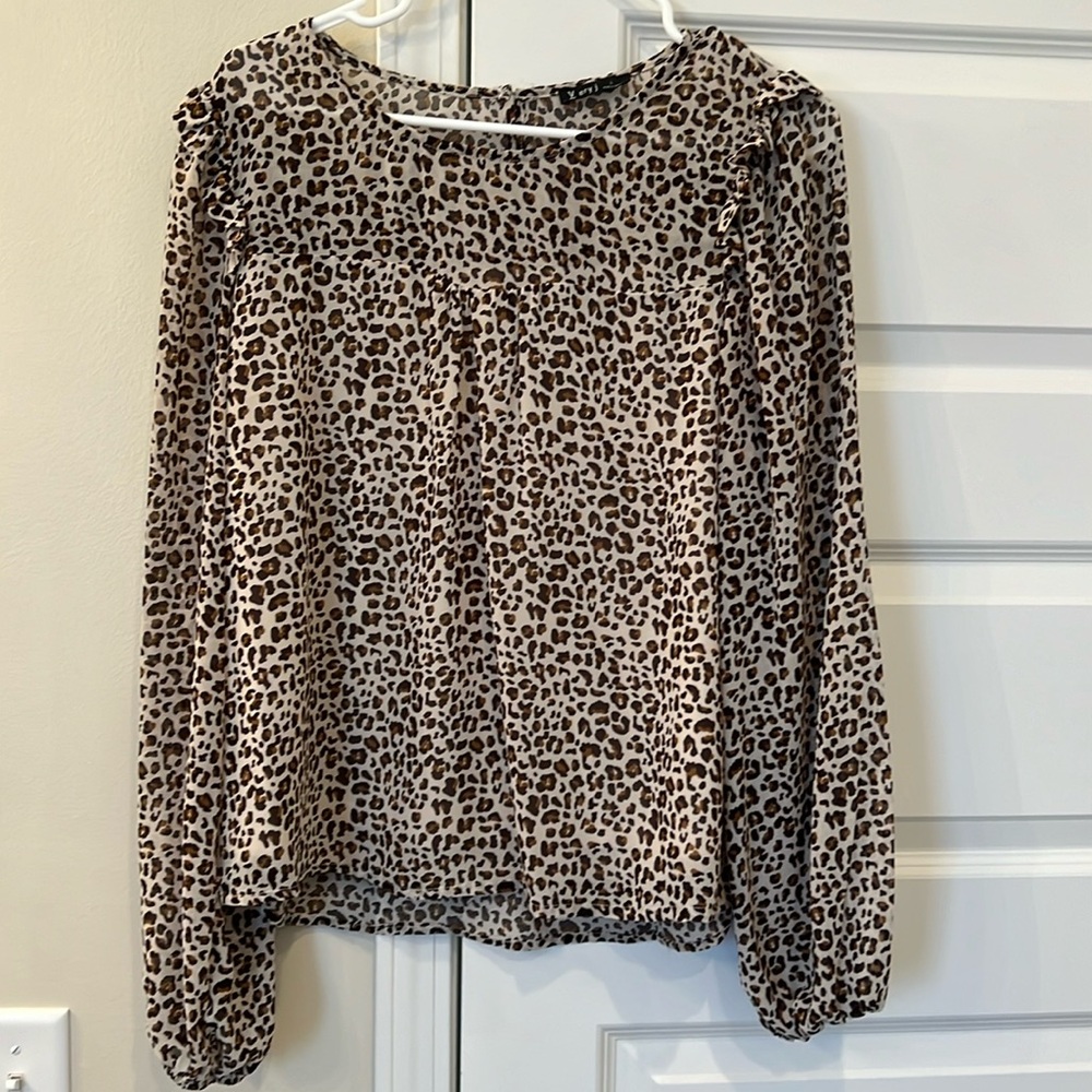 Sheer leopard top with shell lining